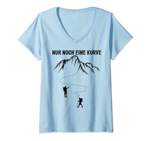 Damen Only a curve hiking on the Mountain Nur noch eine Kurve T-Shirt mit V-Ausschnitt von Nur noch eine Kurve