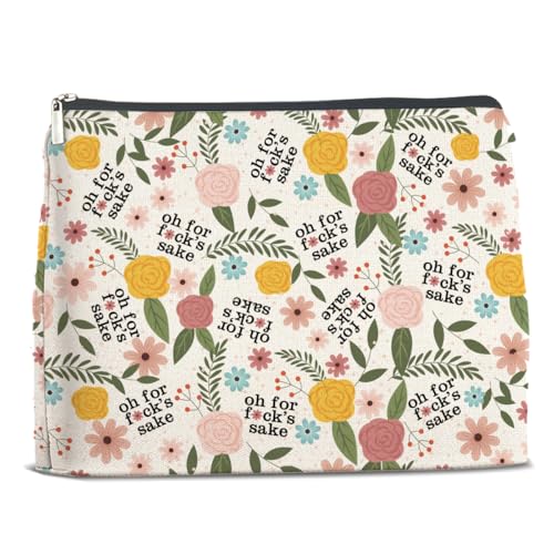 Lustige Make-up-Tasche mit Blumenmuster, Humor, Kosmetiktasche für Damen, schicke Make-up-Tasche mit Reißverschluss, Reise-Kulturbeutel, Organizer Lustige Make-up-Tasche mit Blumenmuster, Humor, Kosmetiktasche für Damen, schicke Make-up-Tasche mit Reißverschluss, Reise-Kulturbeutel, Organizer von Nurawo