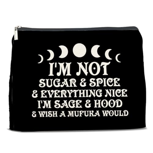 Nurawo Hexen-Make-up-Tasche, Halloween-Kosmetiktasche für Damen, Halloween, Hexe, schwarz, Make-up-Tasche mit Reißverschluss, Reise-Kulturbeutel, Gothic-Geschenke von Nurawo