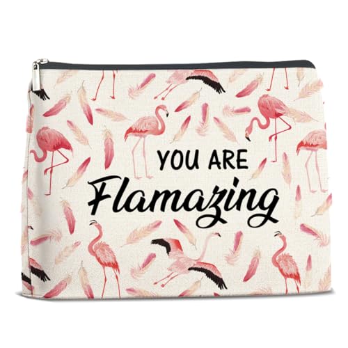 Nurawo Inspirierende Make-up-Tasche mit Flamingo-Motiv, Kosmetiktasche für Damen, Flamingo-Liebhaber, schick, mit Reißverschluss, Reise-Kulturbeutel von Nurawo