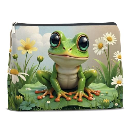 Nurawo Make-up-Tasche mit Westernfrosch-Design, Kosmetiktasche für Damen, Frosch-Liebhaber, Landhaus-Mädchen, Make-up-Tasche mit Reißverschluss, Reise-Kulturbeutel von Nurawo