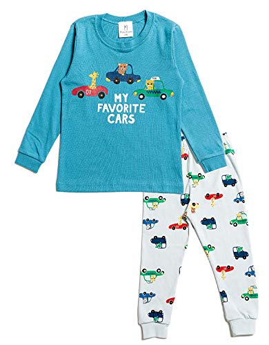 Nuribom Schlafanzug für Jungen und Mädchen - Kinder Baumwolle Pyjama (Autos und Tieren, 90) 12-18 Monate von Nuribom