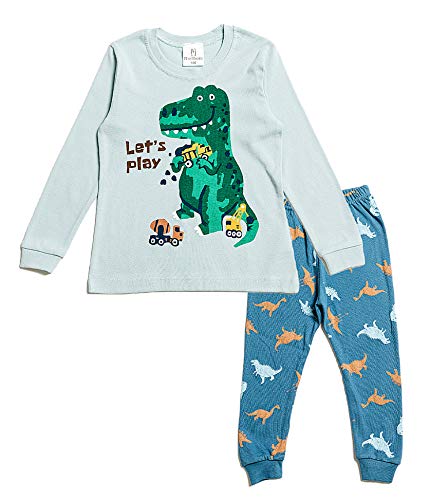 Nuribom Schlafanzug für Jungen und Mädchen - Kinder Baumwolle Pyjama (T-Rex, 140) 8 Jahre von Nuribom