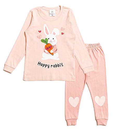 Nuribom Schlafanzug für Jungen und Mädchen - Kinder Baumwolle Pyjama 90-140 (süßen Hasen, 110) 3 Jahre von Nuribom