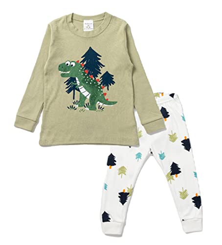 Nuribom Schlafanzug für Jungen und Mädchen - Kinder Baumwolle Pyjama 90-140 (Dino in Forest, 120) von Nuribom