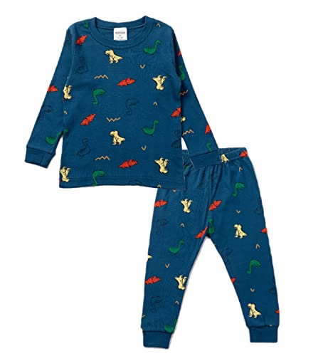 Nuribom Schlafanzug für Jungen und Mädchen - Kinder Baumwolle Pyjama 90-140 (Little Dino, 130) von Nuribom