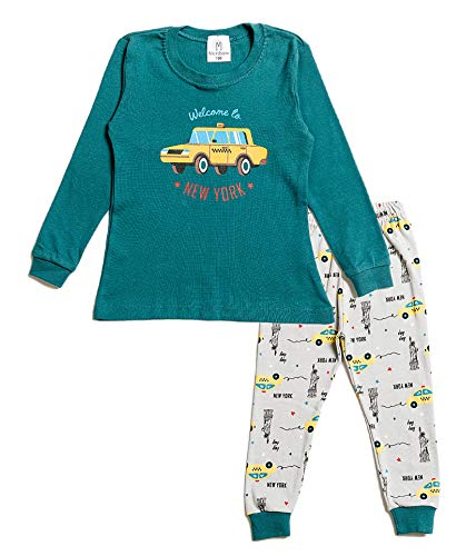 Nuribom Schlafanzug für Jungen und Mädchen - Kinder Baumwolle Pyjama 90-140 (New York Taxi, 120) 4-5 Jahre von Nuribom