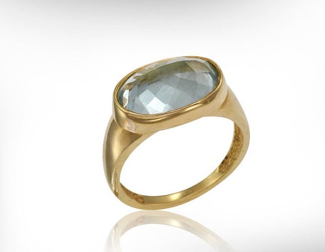 Handgefertigter Aquamarin Goldring März Geschenk von NuritJewelryGifts