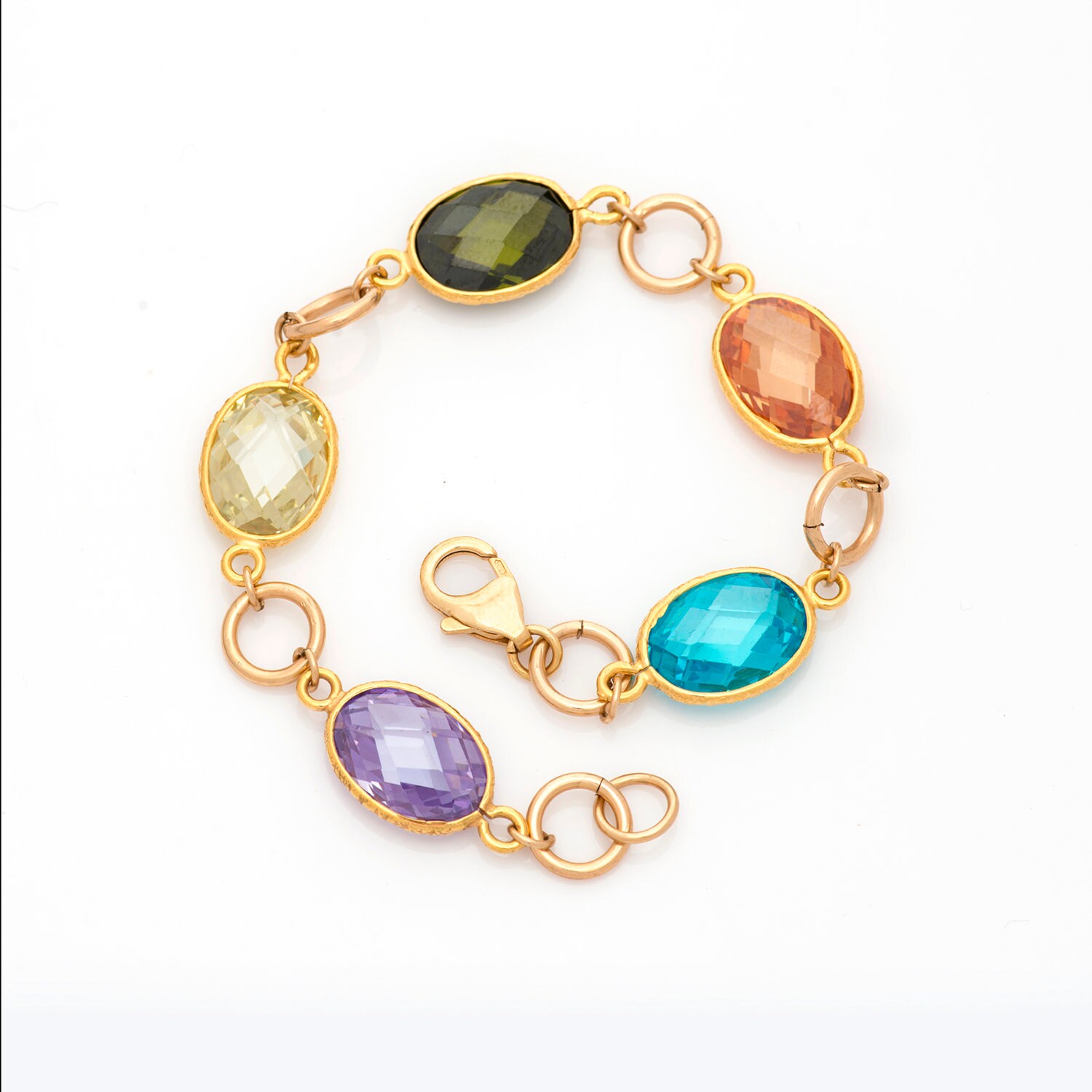 Gold Filled Edelstein Armband Bunte Boho Chic Schmuckstücke von NuritJewelryGifts