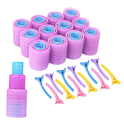 Großes, Mittleres und Kleines Lockenwickler-Set mit Selbsthaftendem Griff und 12 Kunststoffklammern für den Heimsalon, Lockenwickler, Spiralwickler, Haarstäbe für Frauen und von Nurnesy