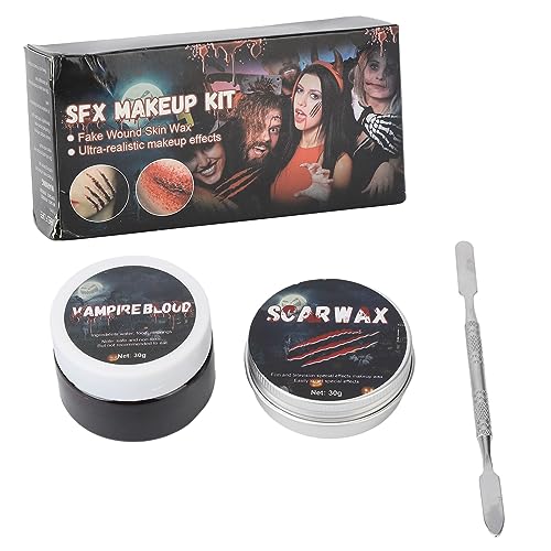 Narbenwachs-Set für Geronnenes Blut, Erzeugen Sie Böse Effekte und Echte Ergebnisse für Besondere Anlässe mit Dem Halloween-SFX-Make-up-Set, Tragbar und Praktisch, Spatel Im von Nurnesy