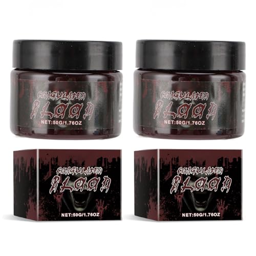 Nurnesy 2pcs 50G Fake Blood für Halloween Cosplay - Lebensechte Koagulierte Spezialeffekte Blut - Waschbares, Tragbares Gefälschtes Blut -Make -up für Kostümpartys, Horror -Requisiten von Nurnesy
