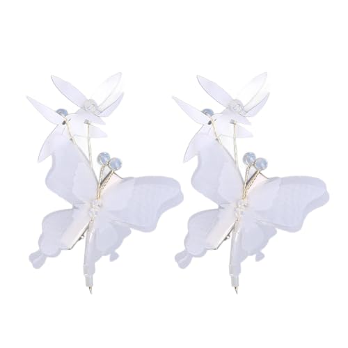 Nurnesy 2pcs Weiße Stoff Entenbill Haarclips - Stilvolle und Starke Nebenhaarpins für Frauen & Mädchen von Nurnesy