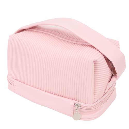 Reise-Make-up-Tasche, Doppellagiger Pu-Leder-Organizer, Gepresstes Pu, Legierung, Stoff-Aufbewahrungstasche, Make-up-Kulturbeutel, Flach Offen, für Geschäftsreisen, Schwimmen, Reise-Make-up-Tasche, Doppellagiger Pu-Leder-Organizer, Gepresstes Pu, Legierung, Stoff-Aufbewahrungstasche, Make-up-Kulturbeutel, Flach Offen, für Geschäftsreisen, Schwimmen, von Nurnesy