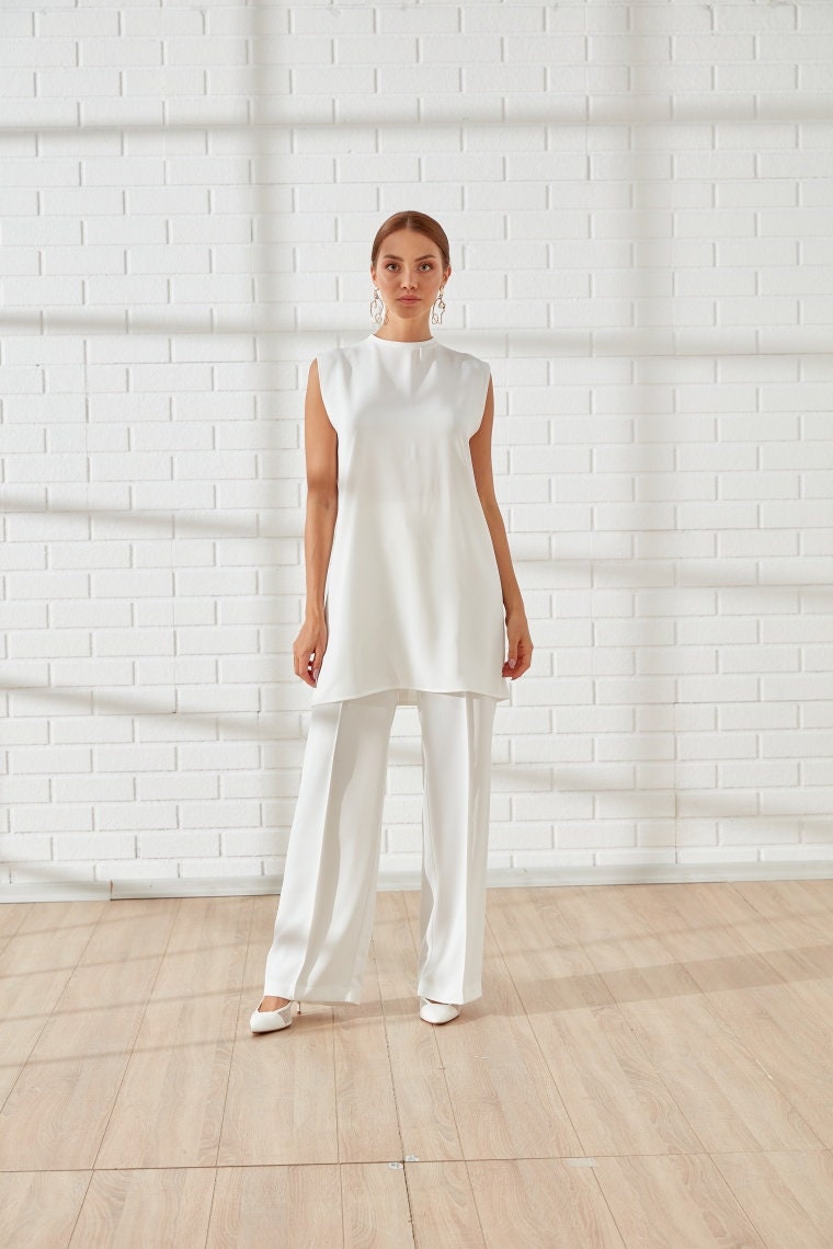 Ecru Plus Size Tunika | Damen Tops Oversized Shirt von NursByNur