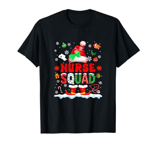 Krankenschwester Squad Frauen Job Weihnachten Weihnachtsmann Kostüm Fliege T-Shirt von Nurse Christmas Costume