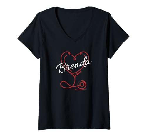 Damen Brenda Nurse Gift Cute Doctor Designer Personalized Nurse T-Shirt mit V-Ausschnitt von Nurse Gift For Women Gift For BRENDA