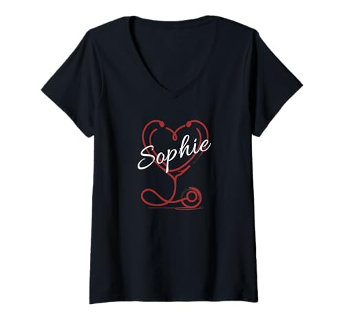 Damen Sophie A Nurse Gift Cute Doctor Designer Personalized Nurse T-Shirt mit V-Ausschnitt von Nurse Gift For Women Gift For SOPHIE