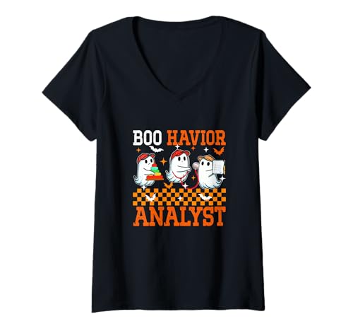 Damen Boo Havior Analyst Halloween Behavior Funny Therapist Nurse T-Shirt mit V-Ausschnitt Damen Boo Havior Analyst Halloween Behavior Funny Therapist Nurse T-Shirt mit V-Ausschnitt von Nurse Halloween Costume