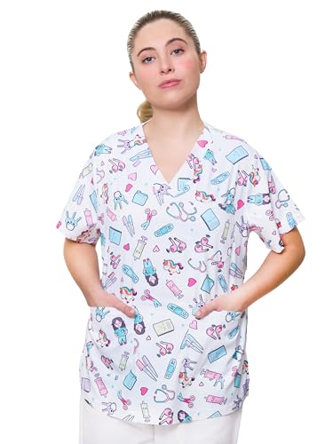 Nurse is Love Kasacks Damen Pflege White-Unicorns | Kasak für Krankenschwestern & Arzt - Scrubs | Medizinische Berufsbekleidung mit Taschen für Verbandschere & Arzt Zubehör Nurse is Love Kasacks Damen Pflege White-Unicorns | Kasak für Krankenschwestern & Arzt - Scrubs | Medizinische Berufsbekleidung mit Taschen für Verbandschere & Arzt Zubehör von Nurse is Love