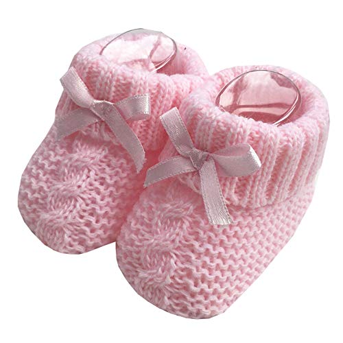 Nursery Time Unisex Baby Weiche,gestrickte Stiefeletten mit Bogen 116-354,1 Paar Gestrickte Stiefel 1 0-3 Monate Rose von Nursery Time