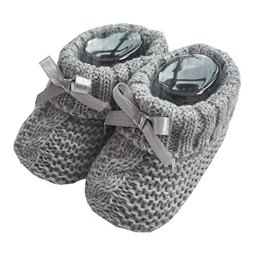 Nursery Time Unisex Baby Weiche,gestrickte Stiefeletten mit Bogen 116-354,1 Paar Stiefel 1 0-3 Monate Grau von Nursery Time