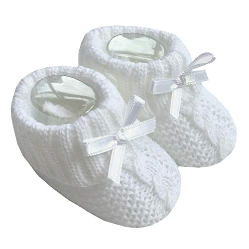 Nursery Time Unisex Baby Weiche,gestrickte Stiefeletten mit Bogen 116-354,1 Paar Stiefel 1 0-3 Monate Weiß von Nursery Time