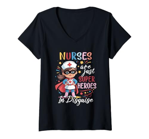 Damen Krankenschwestern sind nur verkleidete Superhelden, stillende Frauen T-Shirt mit V-Ausschnitt Damen Krankenschwestern sind nur verkleidete Superhelden, stillende Frauen T-Shirt mit V-Ausschnitt von Nurses Are Just Superheroes In Disguise Nursing
