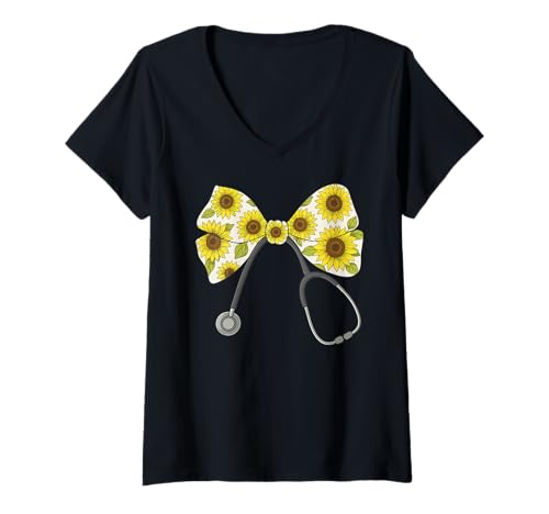 Damen Krankenschwester-Stethoskop, Frauen | Schleife, Kokette & Stillarzt T-Shirt mit V-Ausschnitt Damen Krankenschwester-Stethoskop, Frauen | Schleife, Kokette & Stillarzt T-Shirt mit V-Ausschnitt von Nurses Gift Ideas for Women for Work