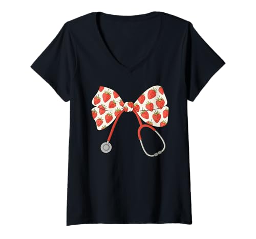 Damen Krankenschwester & Stethoskop, für Frauen | Schleife, Kokette & Stillen T-Shirt mit V-Ausschnitt Damen Krankenschwester & Stethoskop, für Frauen | Schleife, Kokette & Stillen T-Shirt mit V-Ausschnitt von Nurses Gift Ideas for Women for Work