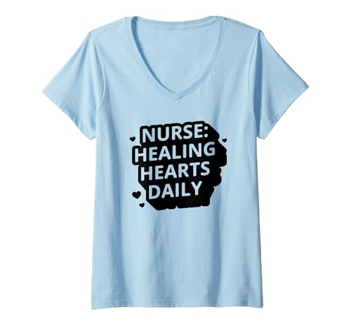 Damen Krankenschwester Funny - Krankenschwestern heilen täglich Herzen T-Shirt mit V-Ausschnitt von Nurses Healing Hearts Daily