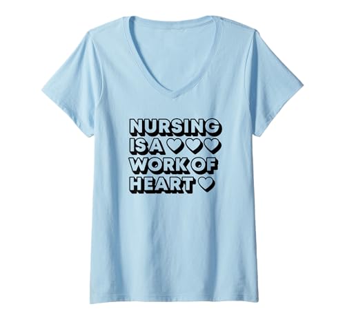 Damen Nurse Funny - Stillen ist eine Herzensangelegenheit T-Shirt mit V-Ausschnitt von Nursing Is A Work Of Heart