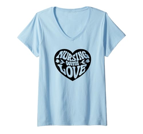Damen Nurse Funny - Stillen mit Liebe T-Shirt mit V-Ausschnitt von Nursing With Love