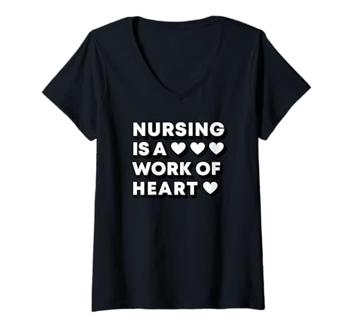 Damen Krankenpflege ist eine Herzensangelegenheit - Funny Nurse T-Shirt mit V-Ausschnitt von Nursing is A Work Of Heart