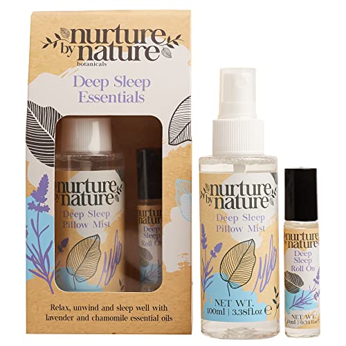 Nurture by Nature Sleep Spray Relax Geschenkset, Sleep Lavender 100 ml Kissen-Spray und Lavendelduft Roll-on, Tierversuchsfrei & vegan, Kleines Geschenk zum Muttertag von Nurture by Nature Botanicals