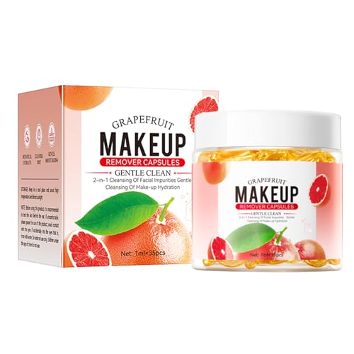 Grapefruit Makeup Remover Capsules – 35 Stück, Mit Grapefruit-Extrakt Für Sanfte, Feuchtigkeitsspendende Reinigung, Reisegröße, Einzelverpackung, Make-up-Entfernendes öl, Ideal Für Unterwegs von Nurvidis