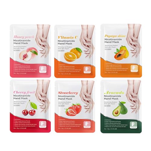 Handmaske, 6 Paar Handpflege Handschuhe, Peeling-Handmasken Mit Hyaluronsäure Und Ceramiden, Handpflege Handmaske, Feuchtigkeitsspendende Handhandschuhe Für Männer Und Frauen Mit Rissigen Händen von Nurvidis
