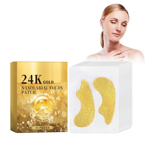 Nasolabialfalten Patch Mit Gold, Anti Falten Pflaster, Hyaluronsäure Lifting Decree Patch, Nasolabial Falten Anti-Falten Maske, Facial Patches Zum Glätten Von Lippenfalten, 10 Stück von Nurvidis