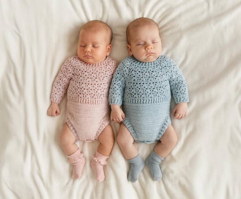 Zwilling Neugeborene Baby Bio Baumwolle Photo Prop Strampler von NuschBoutique