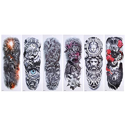6 Blätter Ärmel Temporäre Tattoos Sticker Wasserdicht Extra Groß Realistische Tattoos Für Arme Und Beine Männer Und Frauen von NutriEss