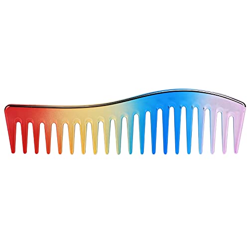 Breitzahn Kamm Ohne Griff Haarentwirrungskamm Salon Shampoo Kamm Für Männer Frauen Hochwertiger Plastikkamm 18 x 5 cm Leicht Und Robust (Regenbogen) von NutriEss
