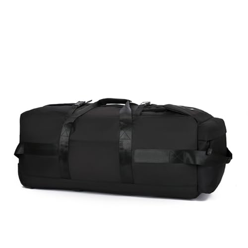 Faltbare Reisetasche mit n Großer Reisetasche Cabrio Handtasche Trolley -Beutel oder Rucksack Wasser Nylon Mischung Black Khaki Armee Green 33x30x80 cm (Schwarz) von NutriEss