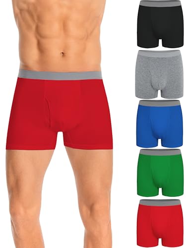 Nutria Boxershorts Herren 5er Pack Baumwolle Unterwäsche Weiche Unterhosen Atmungsaktive Retroshorts Trunks für Männer U03 von Nutria
