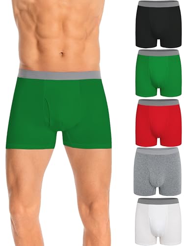 Nutria Boxershorts Herren 5er Pack Baumwolle Unterwäsche Weiche Unterhosen Atmungsaktive Retroshorts Trunks für Männer U03 von Nutria