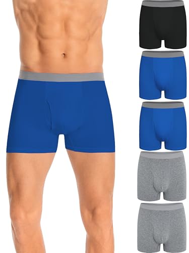 Nutria Boxershorts Herren 5er Pack Baumwolle Unterwäsche Weiche Unterhosen Atmungsaktive Retroshorts Trunks für Männer U03 von Nutria