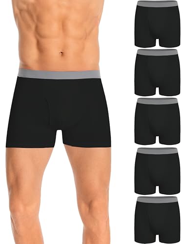 Nutria Boxershorts Herren 5er Pack Baumwolle Unterwäsche Weiche Unterhosen Atmungsaktive Retroshorts Trunks für Männer U03 von Nutria