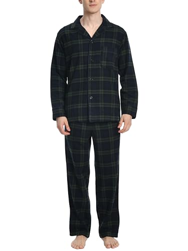 Nutria Herren Schlafanzug Flanell, 100% Baumwolle Karierter Pyjama Set Weich Warm Loungewear Nachtwäsche U06AB von Nutria