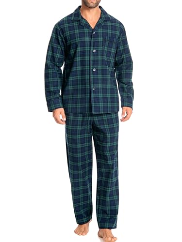 Nutria Herren Schlafanzug Flanell, 100% Baumwolle Karierter Pyjama Set Weich Warm Loungewear Nachtwäsche U06AB von Nutria