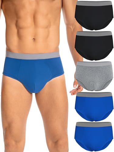 Nutria Herren Slips 5er Pack Baumwolle Unterwäsche Weiche Unterhosen Atmungsaktive Mehrfarbig Unterhosen Slip Set für Männer U04 von Nutria