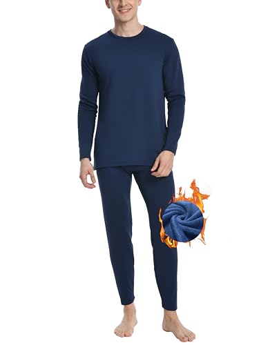 Nutria Thermounterwäsche Herren Warm, Weich Innenfleece Thermowäsche Set Skiunterwäsche Atmungsaktiv Funktionsunterwäsche Thermounterhemd & Thermounterhose U08 von Nutria